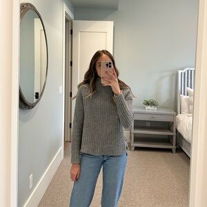 Madewell Grey Mock Neck Knit Sweater